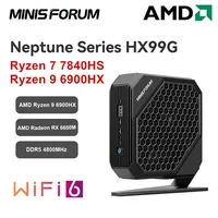 MinisForum HX100G HX99G Gaming Mini PC AMD Ryzen 7 7840HS 9 6900HX Radeon RX 6600M 8G Windows 11 DDR5 2xUSB4 Gamer Computer