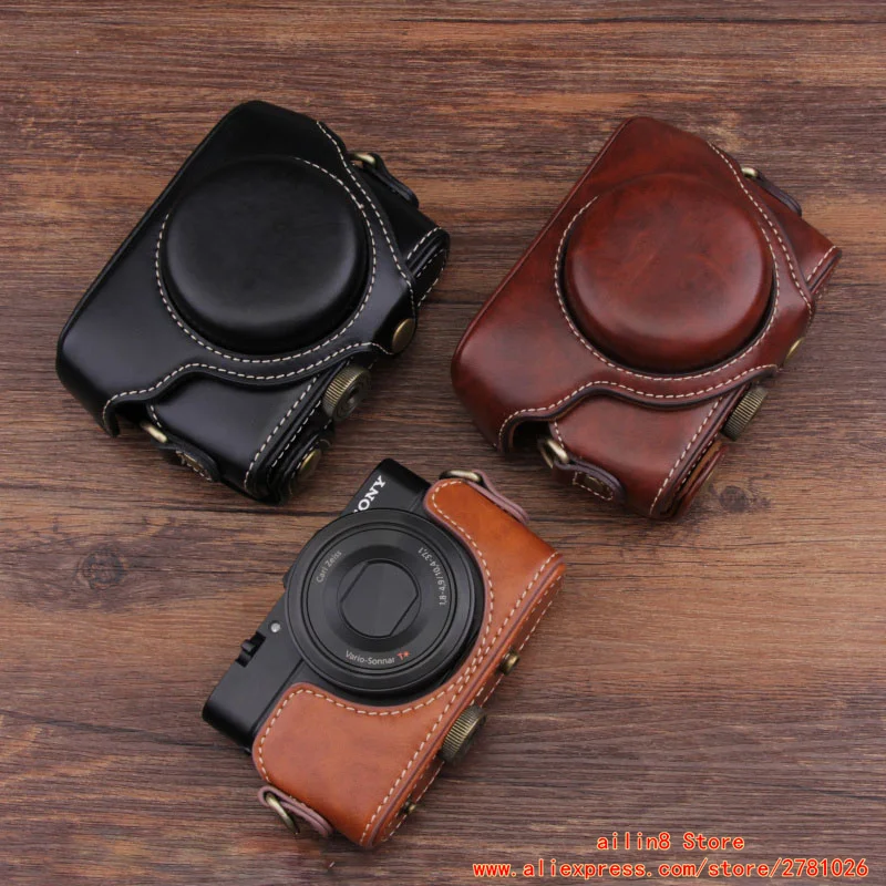 pu camera bag for Sony DSC-RX100m7 m6 m5 m4 m3 m2 rx100 II, III, IV, V, VI VII Camera housing Face clip jacket  Retro