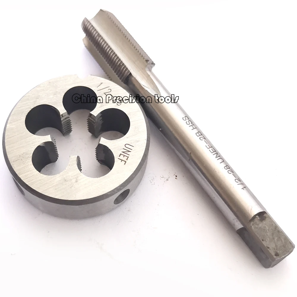 2pcs Unified Thread Plug Tap and Die Set Round Dies Taps Sets UNC 1/2 1/2-13 UNF UNS 1/2-14 1/2-16 1/2-18 1/2-20 1/2-24 1/2-28
