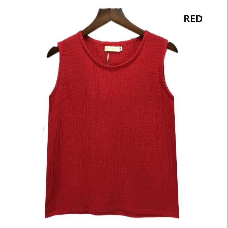 2024 New Summer Vest Sleeveless Linen Cotton Loose Women Tanks Soft Long O Neck Comfortable Vest Hot Top Casual tanks Tops