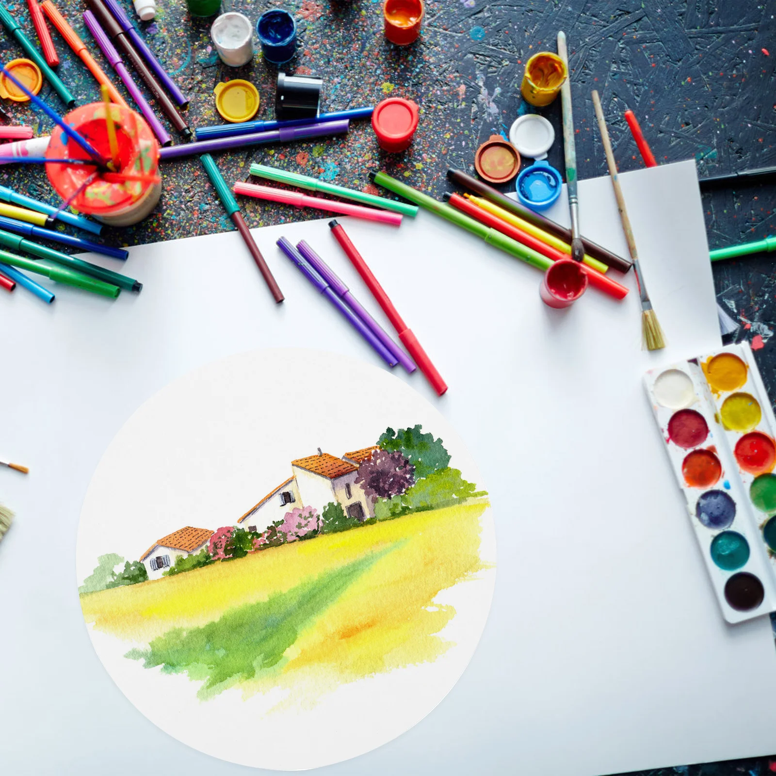 

40 Sheets Round Painting Cardboard Durable Art Making Paper for Kids Students Drawing Sketches Round Painting Cardboard