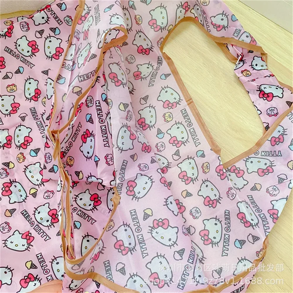 Kawaii Sanrio Foldable Eco Shopping Bag Kuromi Hello Kitty MyMelody Cinnamoroll Portable Supermarket Large Storage Bag