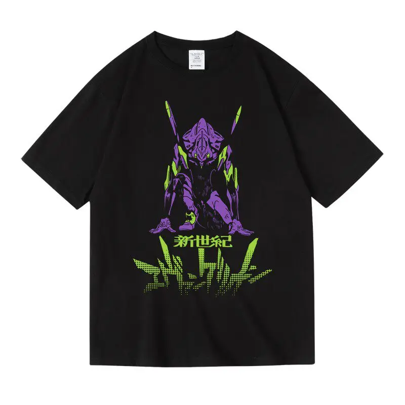 Neon Genesis Evangelion 2026 Summer Unisex Black T - Shirt Front Eva - 01 Graphic Anime Streetwear Casual Wear Otaku Gift - view 4