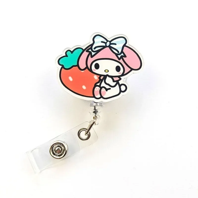 Sanrios mymelody hello kittys Badge cute melody Reel Retractable ID Name Card Clip for Nurse Badge Working Permit Pass Card Clip