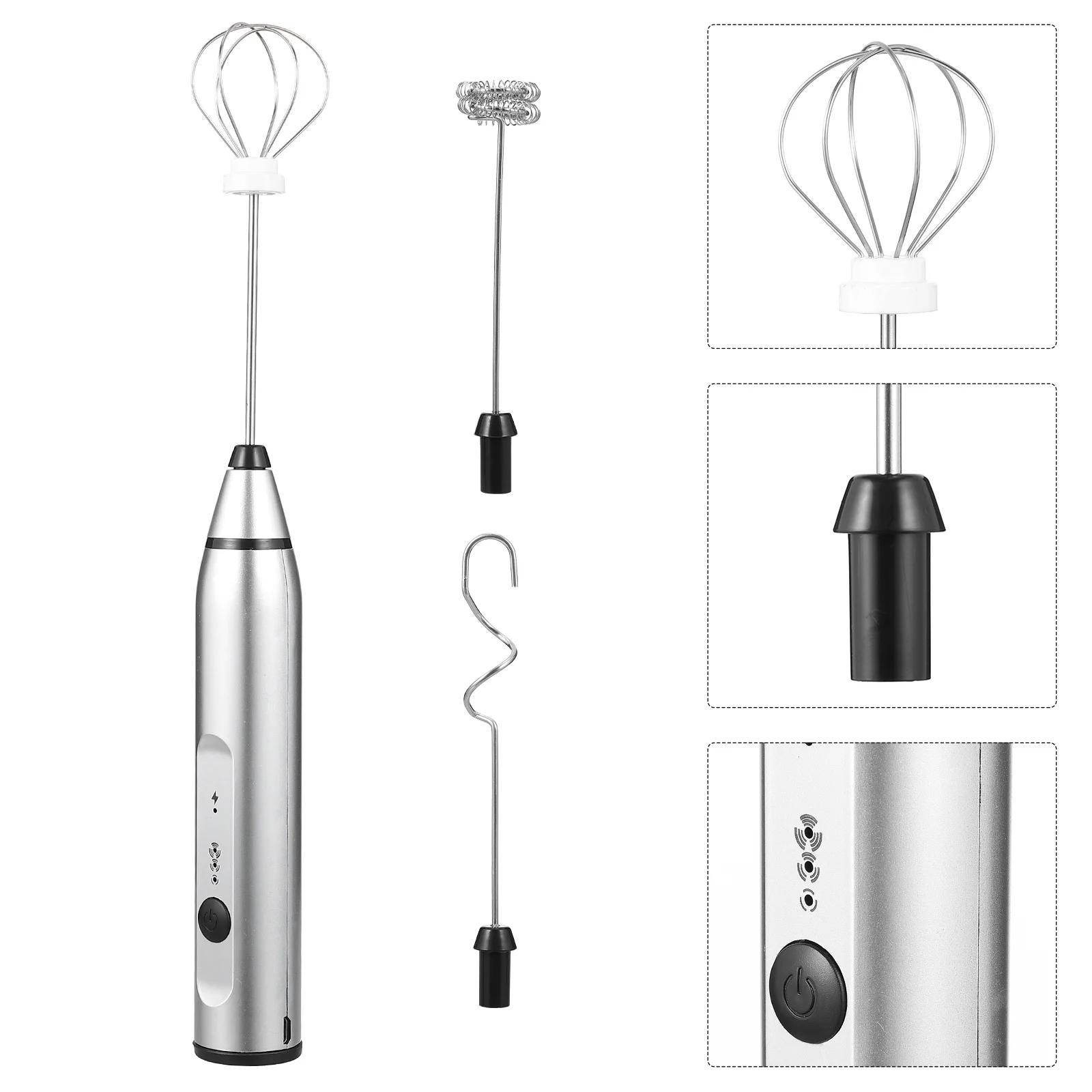 

1 set Electric Whisk Stainless Steel Usb Hand-Held Coffee Foamer For Baby Food Egg Beater Automatic Mixer Tool