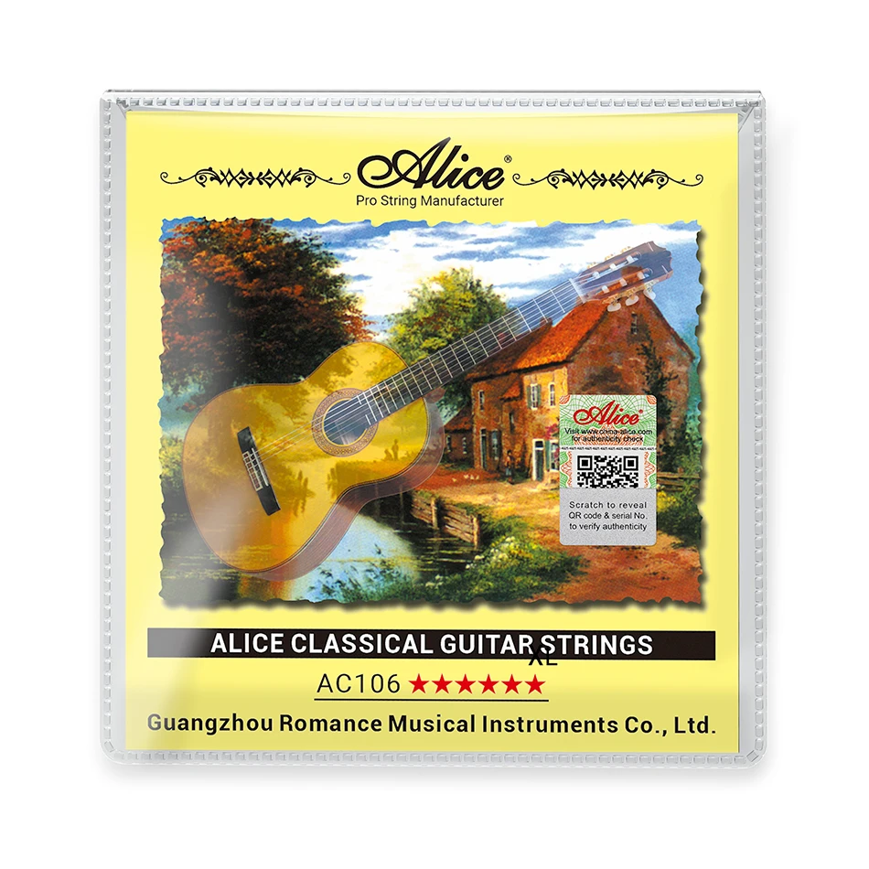 Alice AC106 Classical Guitar Class Guitarra Strings Set Normal/Hard Tension Nylon Core Silver Plated Copper Wound