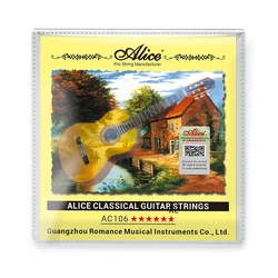 Alice AC106 Classical Guitar Class Guitarra Strings Set Normal/Hard Tension Nylon Core Silver Plated Copper Wound