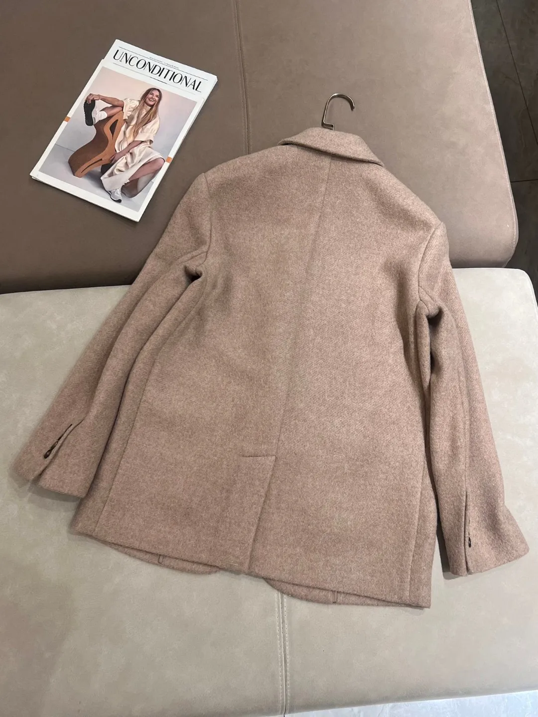 Alpaca wool single button lapel long sleeved elegant suit jacket