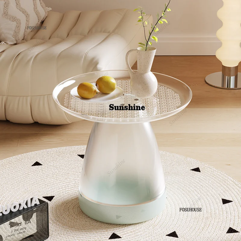 Nordic Luxury Coffee Tables Small Round Plastic Table Sofa Side Table Simple PET Coffee Table Home Living Room Furniture A