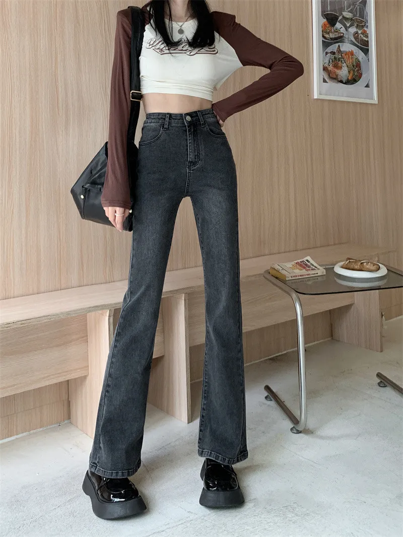 กางเกงยีนส์ทรงกระดิ่งเอวสูงสำหรับผู้หญิง รุ่นใหม่บางเบาสำหรับฤดูร้อน ไซส์พลัส แฟชั่นอเนกประสงค์ ช่วยให้ดูสูงเพรียว