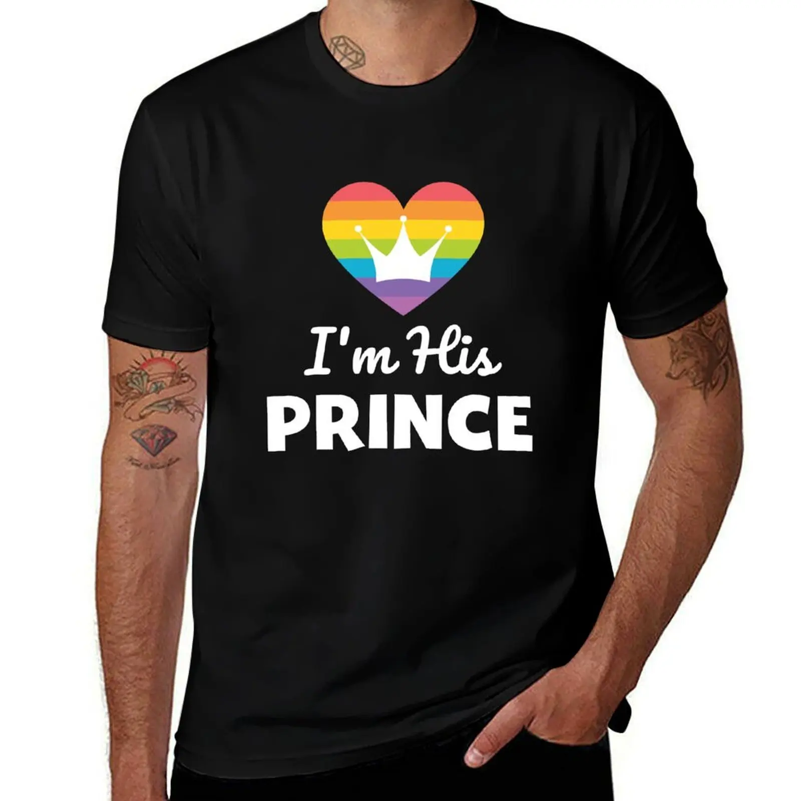 I'm His Prince LGBTQ Rainbow T Shirt for Gay Boyfriend T-Shirt man t shirt luxury T-Shirt