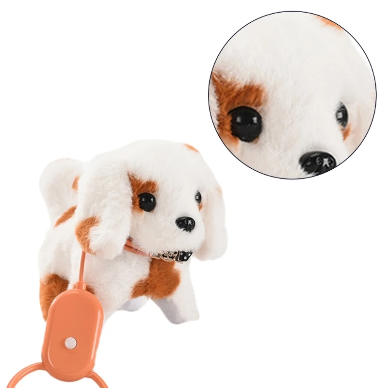 F19F Walking Dog Plush Toy Toddler Crawling Learning Toy with Music Leash Rope Puppy Dog Toy Electronic Gift Boys Girl Favor