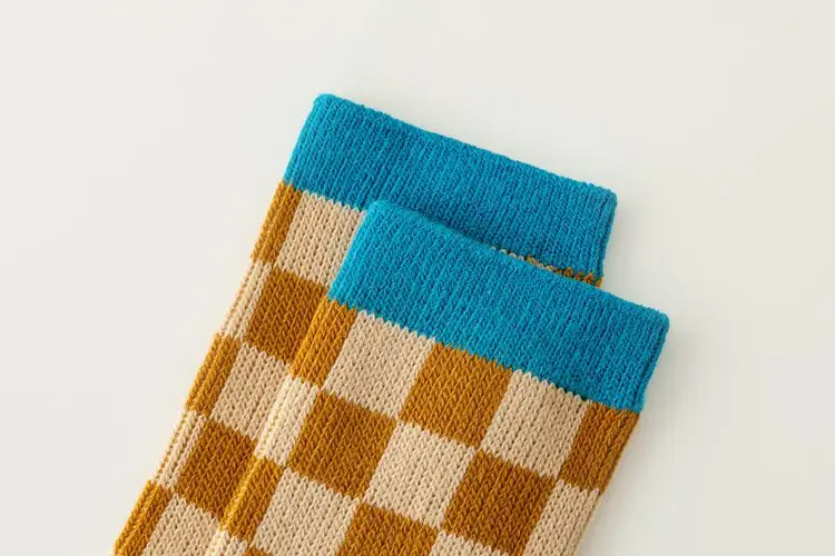 Vintage karierte gestreifte Kinder-Crew-Socken, weiche, atmungsaktive Baumwolle, Retro-geometrische Socken für Jungen und Mädchen, Alltagssocken für die Schule und Freizeit – Detail 7