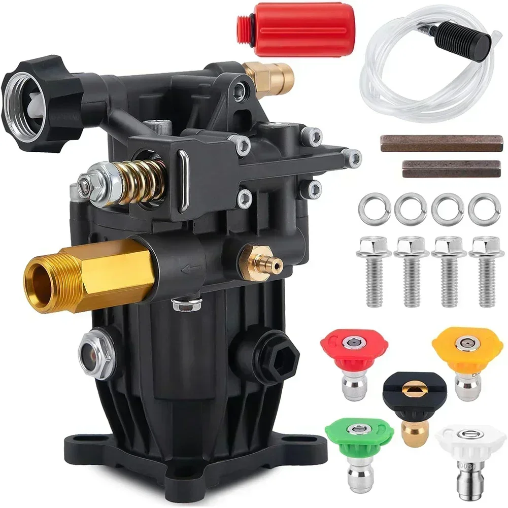 Black Pressure Washer Pump Long Lasting Pressure Washer Pump Horizontal Pump 200 Hours Lifespan Anodized Die-Cast Aluminum