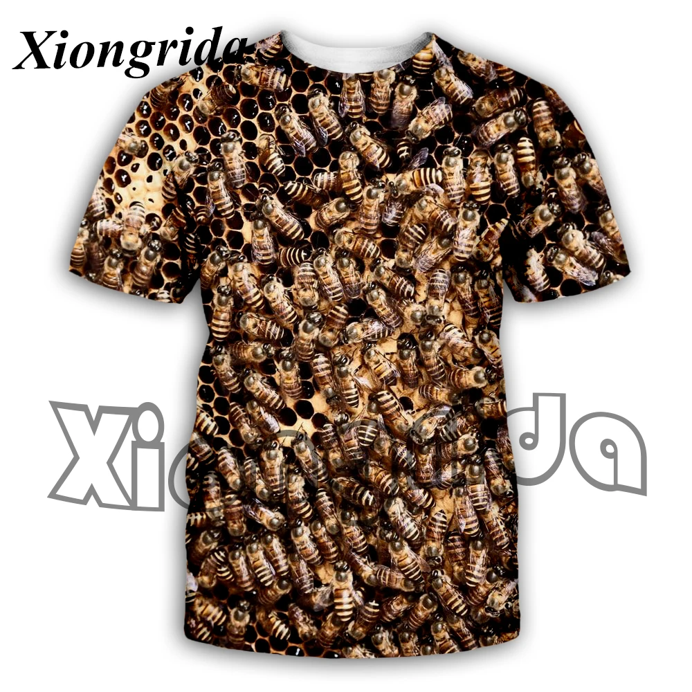 Bee Graphic T Shirt Mens Insect Hive Honeycomb 3D Print Short Sleeve T-Shirts Harajuku Beach Tees Summer Casual Unisex Top