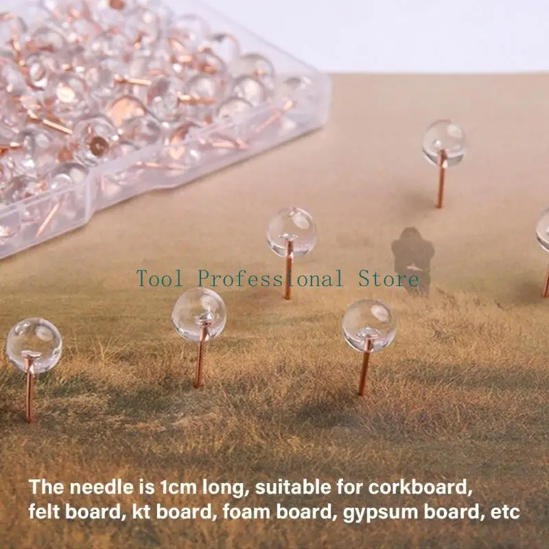 57QF 100pcs Gold oro tachuelas gran tamaño con diseños elegantes cabeza redonda transparente para tablas y