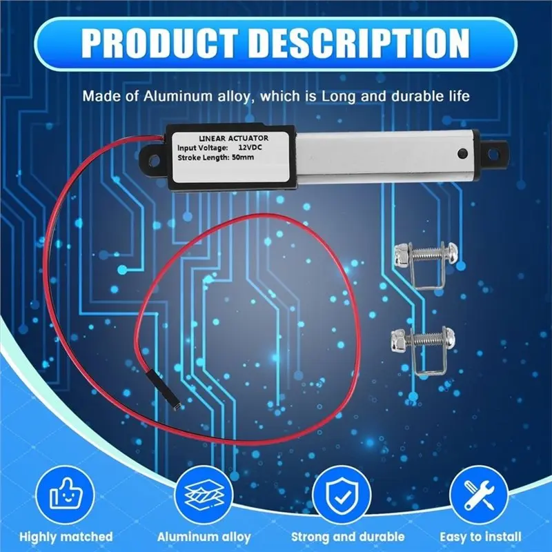 DTA4-12V Mirco Linear Actuator 50Mm Stroke 70N Mini Electric Putter Mini Eectric Push Rod Putter