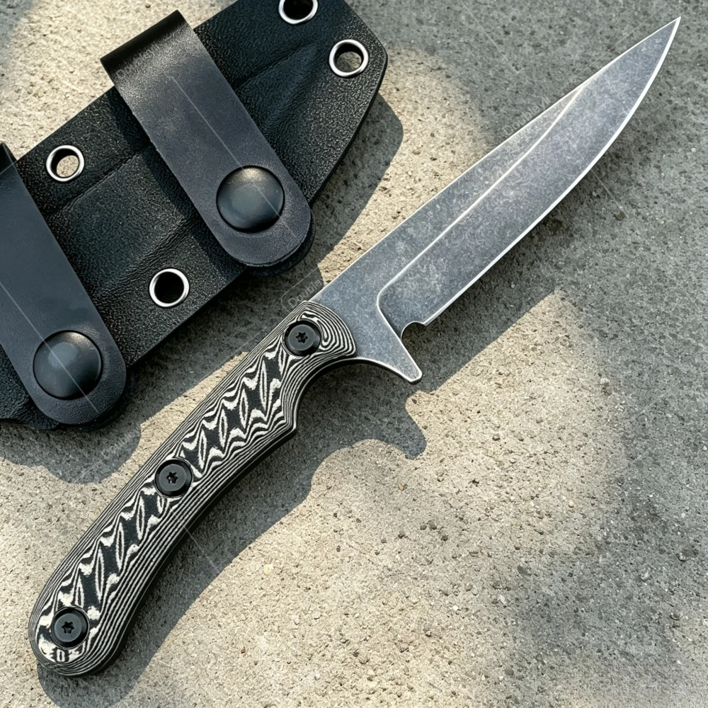 Portable Wilderness Adventure Straight Knife Rescue Travel Cutting Knife Multi-fuctional EDC Knife with K Sheath Non-slip Handle