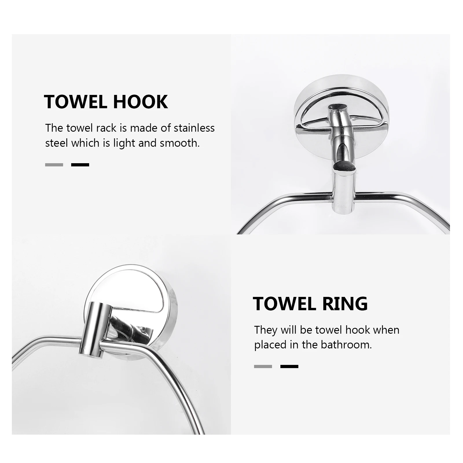 

Stainless Steel Bathroom Towel Hook Ring Durable Hanging Towel Rack Holder for Bathroom Kitchen Toilet Home Practical Accessory