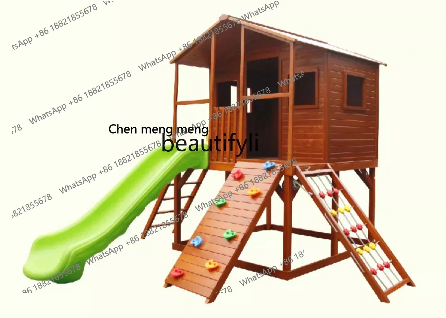 D178  Outdoor Cabin Assembly Preservative Wood Children's Tree House Games Kindergarten Slide Rock Climbing Movable