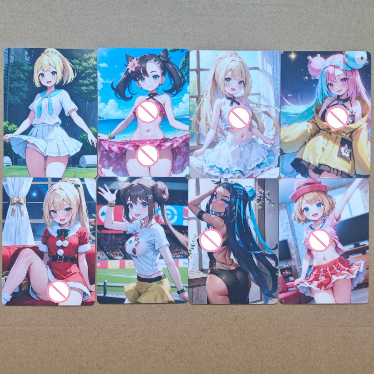 

PTCG Sexy Trainer Cards Pocket Monsters Bikini anime girl Lillie Nessa Mosaic-free DIY Card Boy Animation Collection Card toys