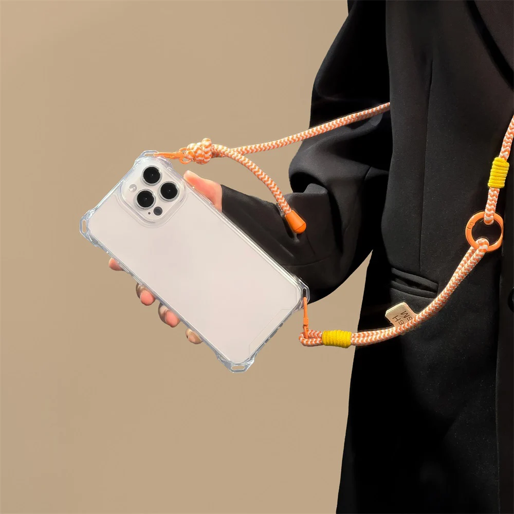

Phone Lanyard Outdoor Case For iPhone 17 16 Pro Max 15 14 13 12 11 promax Air Crossbody Shoulder Neck Hang Anti-lost Wrist Strap