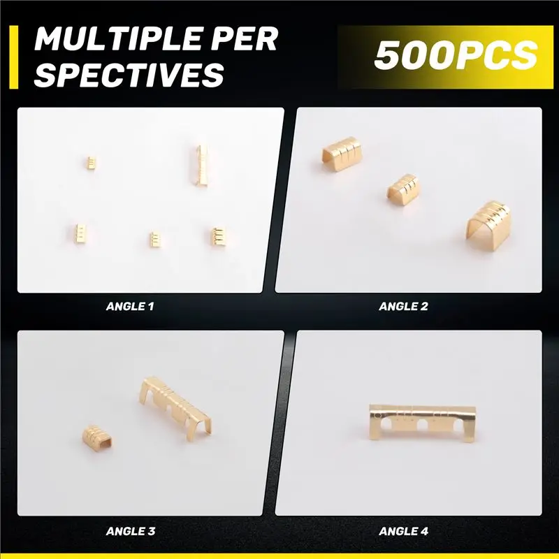 500Pcs U Shape Copper Ring Terminals Crimp Kit Non-Insulated Assortment Cable Wire Spade Electric Butt Connector 454TABC-[A04I T