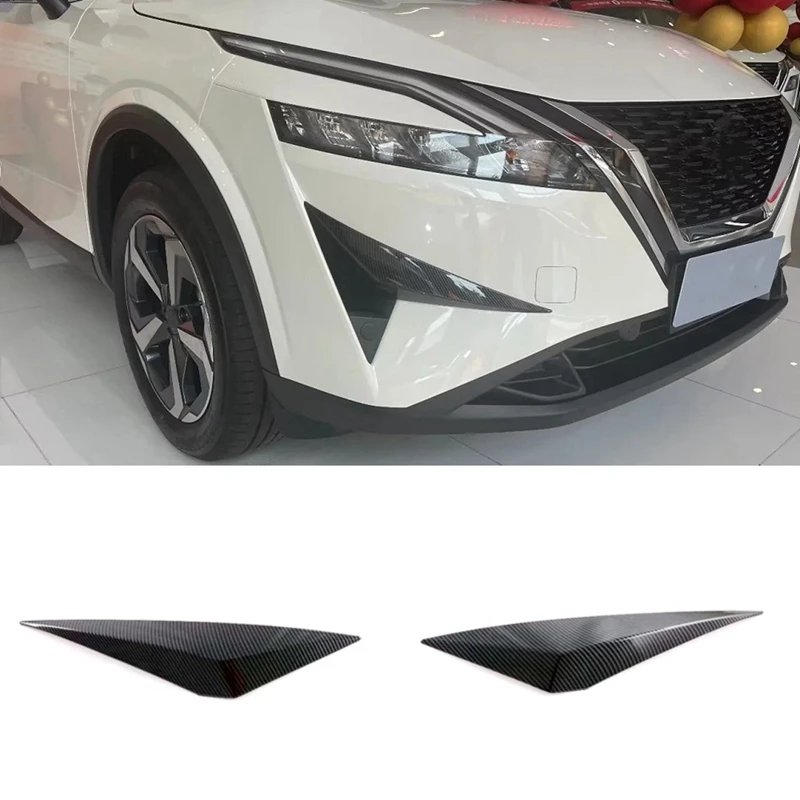 

For Nissan Qashqai J12 2022 2023 Car Front Fog Lights Cover Bumper Splitter Spoiler Trim Replacement Parts ABS Carbon Fiber