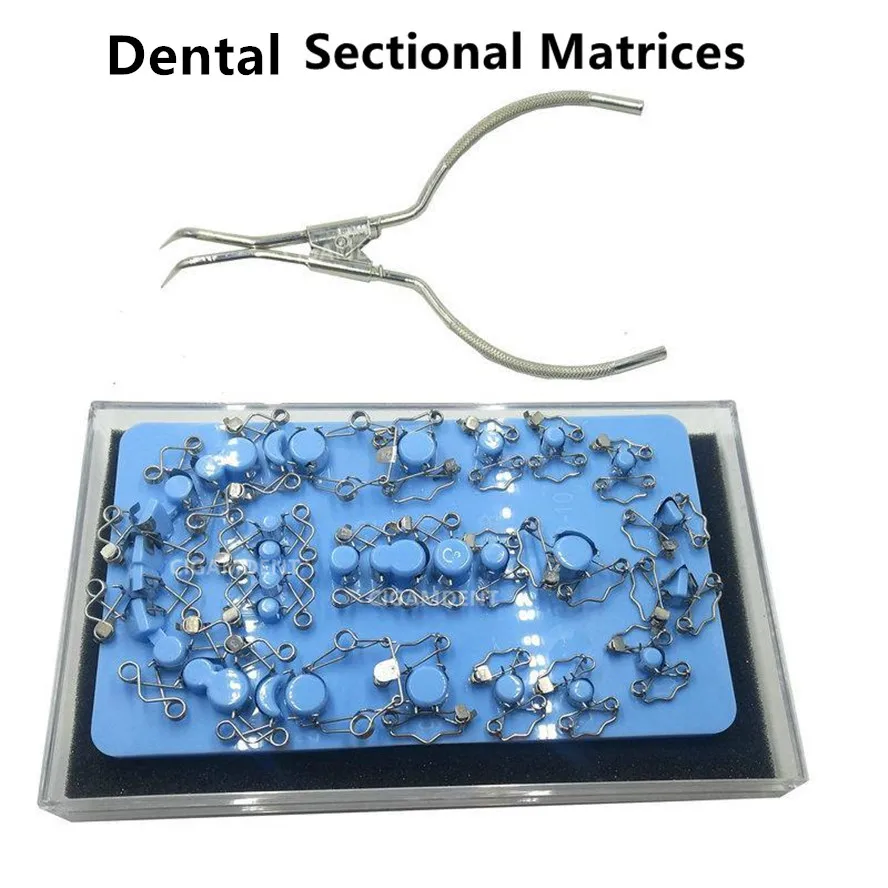 

Automatrix Dental Matrix Bands Ring Sectional Contoured Matrices With Clamps Forceps Composite Resin Filling Instruments