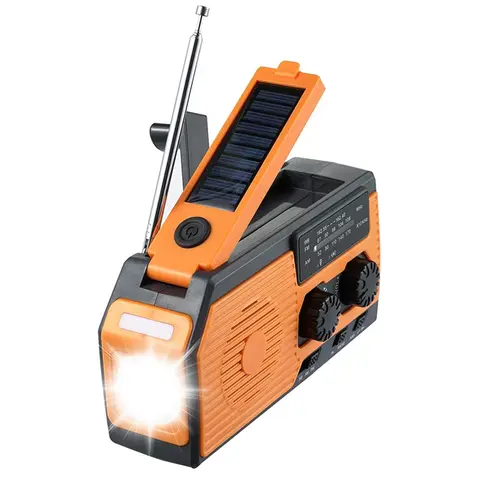 비상 태양 광 발전 라디오 핸드 크랭크 라디오 디나모 발전기 5000mAh 전화 충전기 은행 손전등 AM/FM/WB NOAA 날씨 라디오