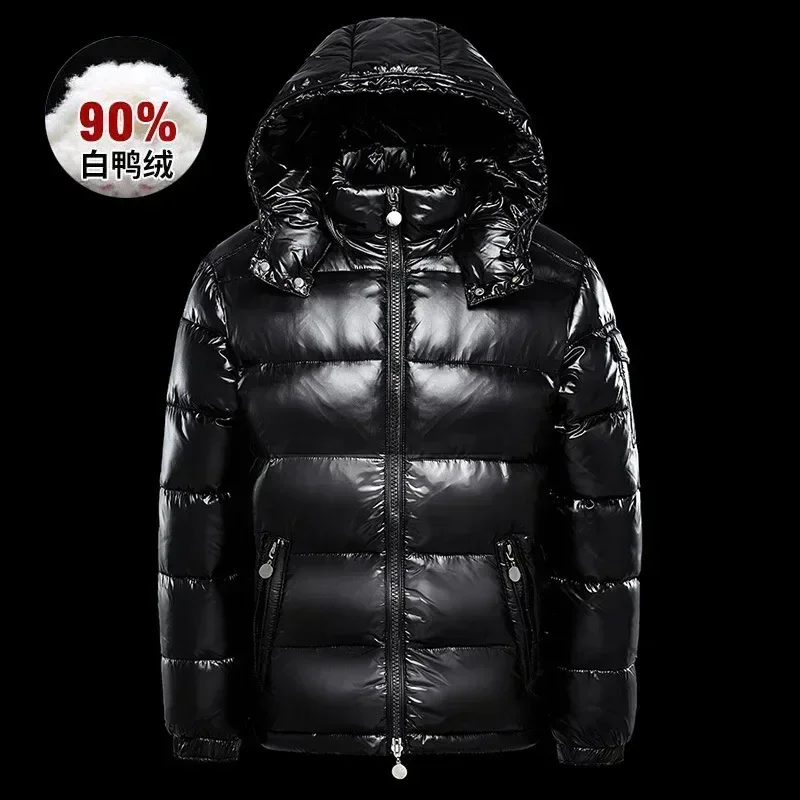 Winter New Glossy Down Jacket Men's and Women's Puffer Jacket Hooded Plus Size Coats Thickened Warm Down Coat Goose Down