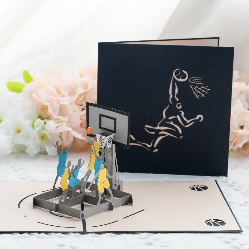 Father's Day Three-dimensional Greeting Card Creative Gift To Dad Basketball Paper Carving Blessing Message Card