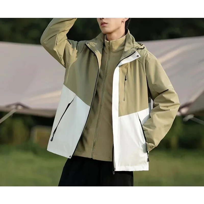 

Men's Mountaineering Sports Jacket Two-piece Set Windproof Warm Waterproof Outdoor Camping Hiking Fishing Men's Cycling Jacket
