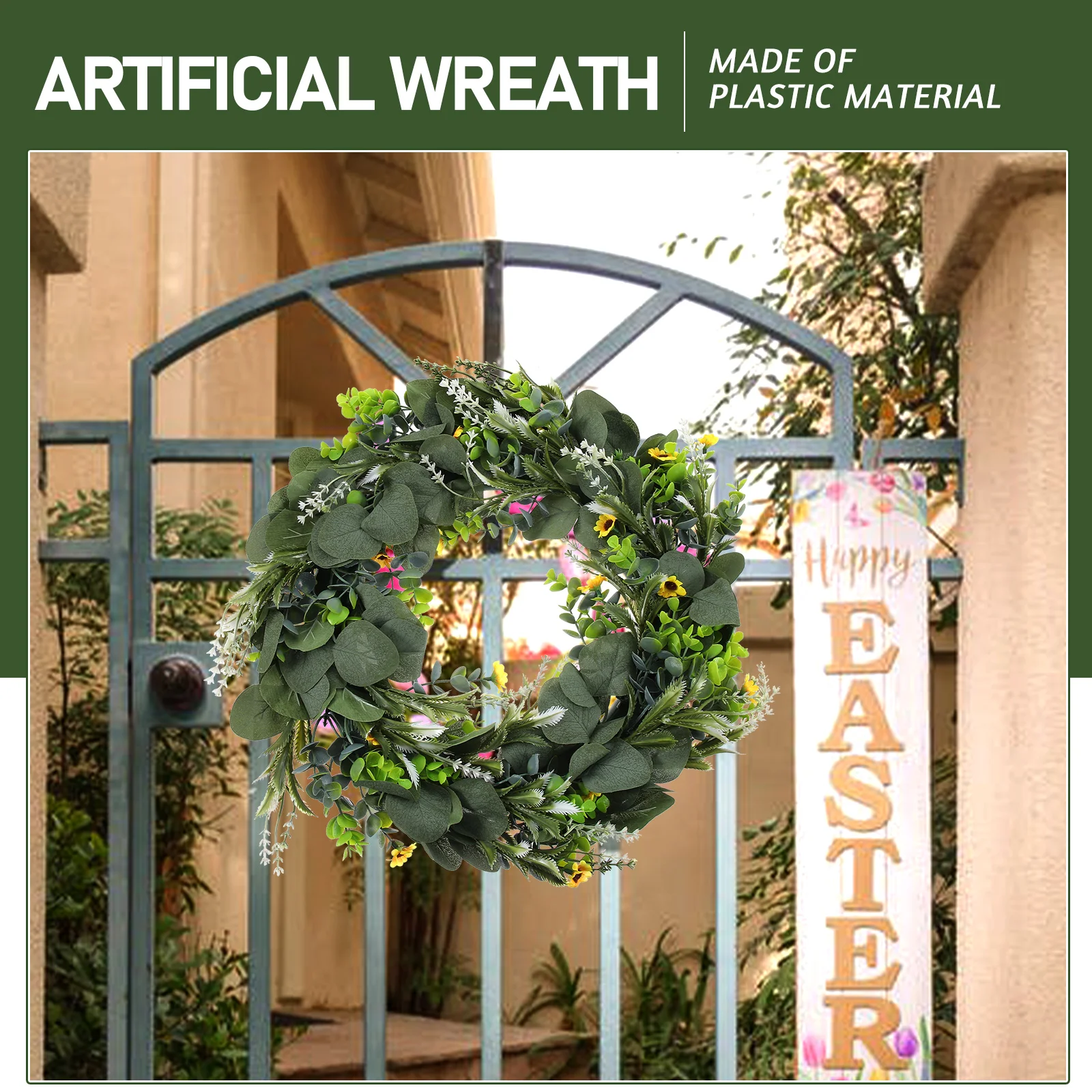 

Eucalyptus Wreath Decorative for Door Window Hanging Holiday Decoration Indoor Use Non Fading Environmental Health Fake