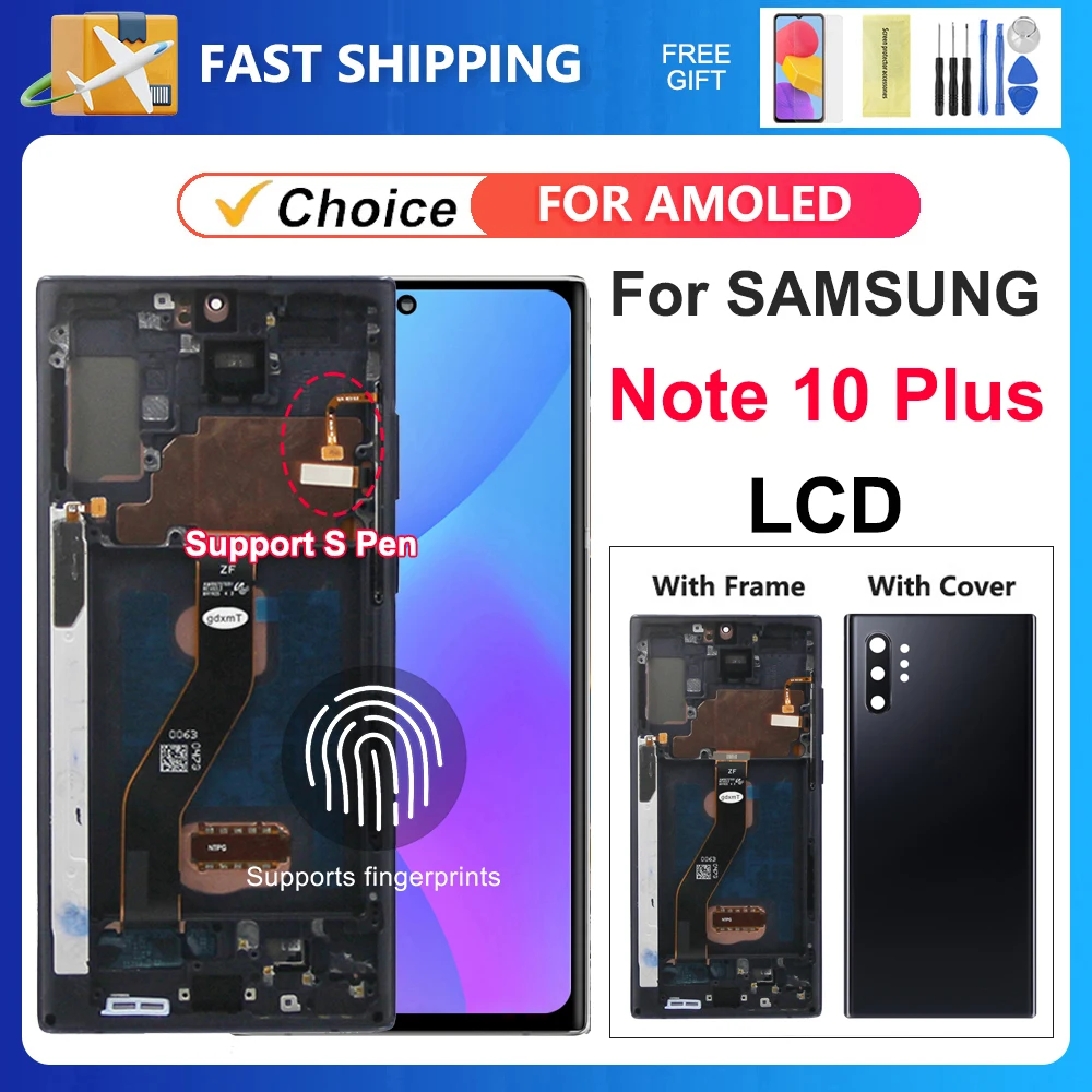AMOLED With Frame Note 10 Plus For Samsung N975F N975 LCD Display Digital Touch Screen For Note10+ Screen Replacement Parts