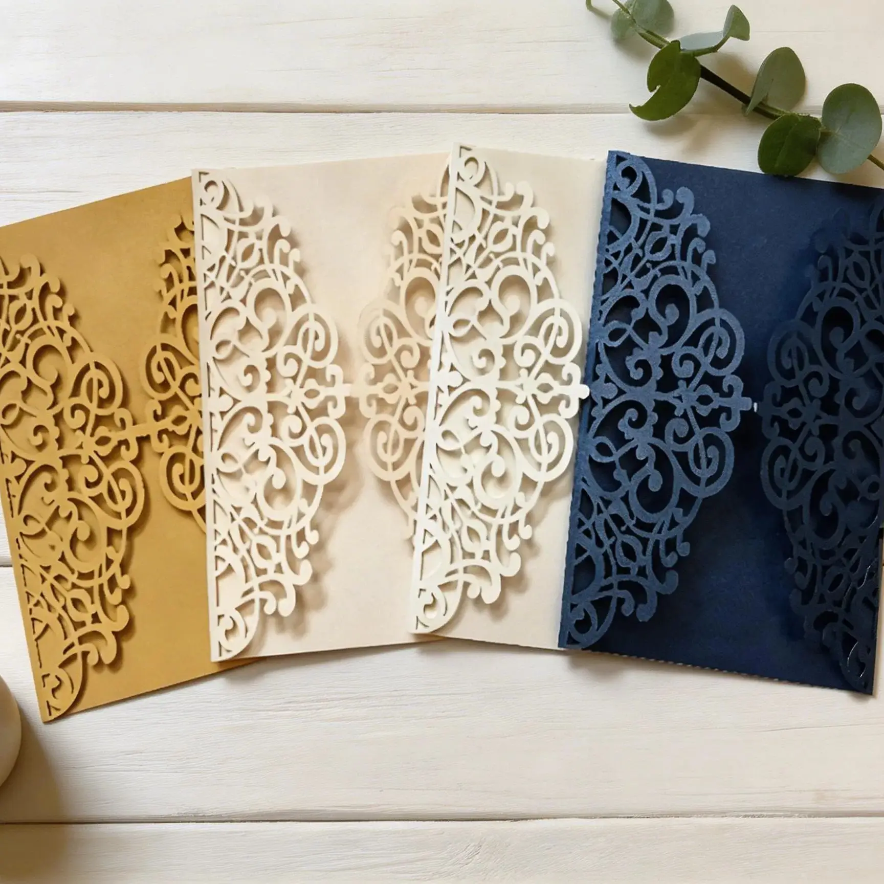 

10pcs Laser Cut Wedding Invitations,Lace Floral Hollow Invite Cards,Luxury Bridal Shower Invite,Birthday Party Stationery Decor