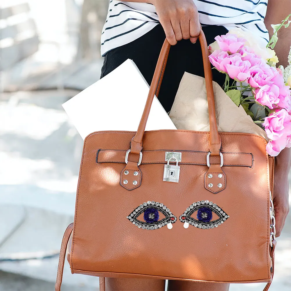 

4pcs Water Drill Beaded Fabric Patches Eye Motif Sew On Rhinestone Applique For Clothes Jackets Jeans Bags Diy Crafts Handicraft