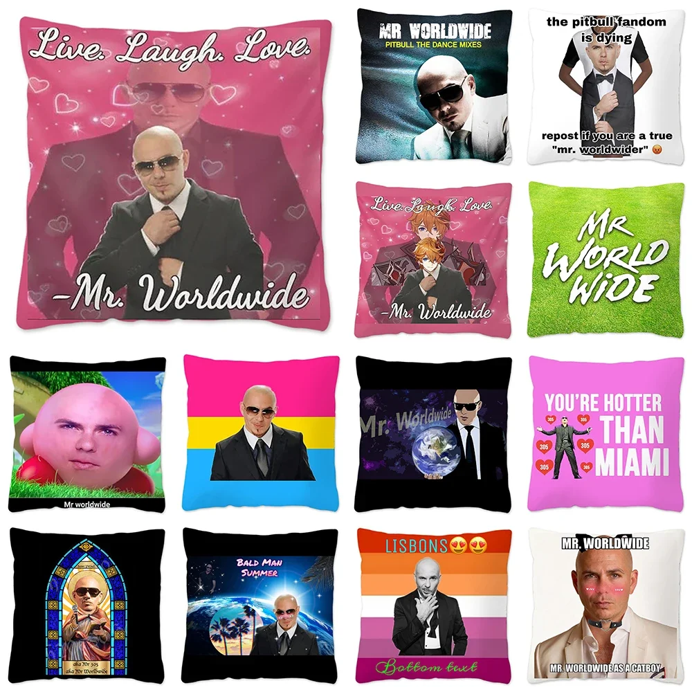 

Mr 305 Pitbull Worldwide Hippie Pillow Case Home Decorative Resuable Cushion Cover for Sofa Livingroom Polyester Pillow Cover