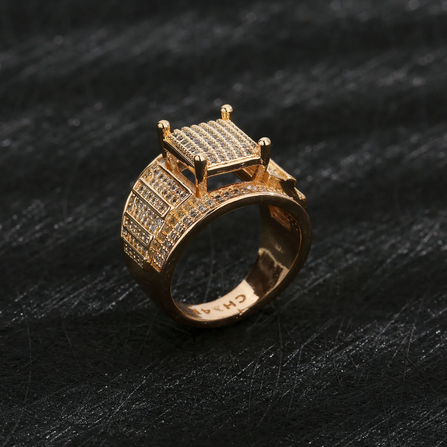 مجوهرات الهيب هوب خاتم تاج ثلاثي الأبعاد 14 قيراط مطلي بالذهب مادة نحاسية 8/9/10 ذكرى زفاف نسائية #4