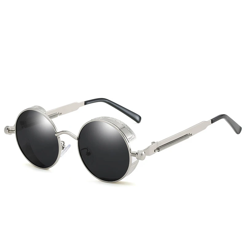 Metal Steampunk Gothic Round Sunglasses Men Women Vintage Clear Lens Vintage Sun Glasses Fishing Cycling Glasses High Quality