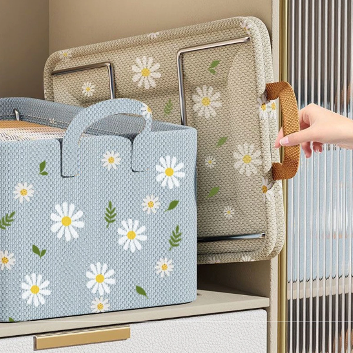Household Foldable Clothes and Miscellaneous Items Storage Box with Steel Frame Wardrobe Organization and Storage