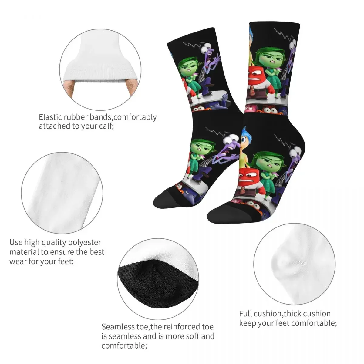 Happy Funny Male Men Socks Harajuku Inside Out 2 Emotional Group Sock Skateboard Women Stockings Spring Summer Autumn Winter