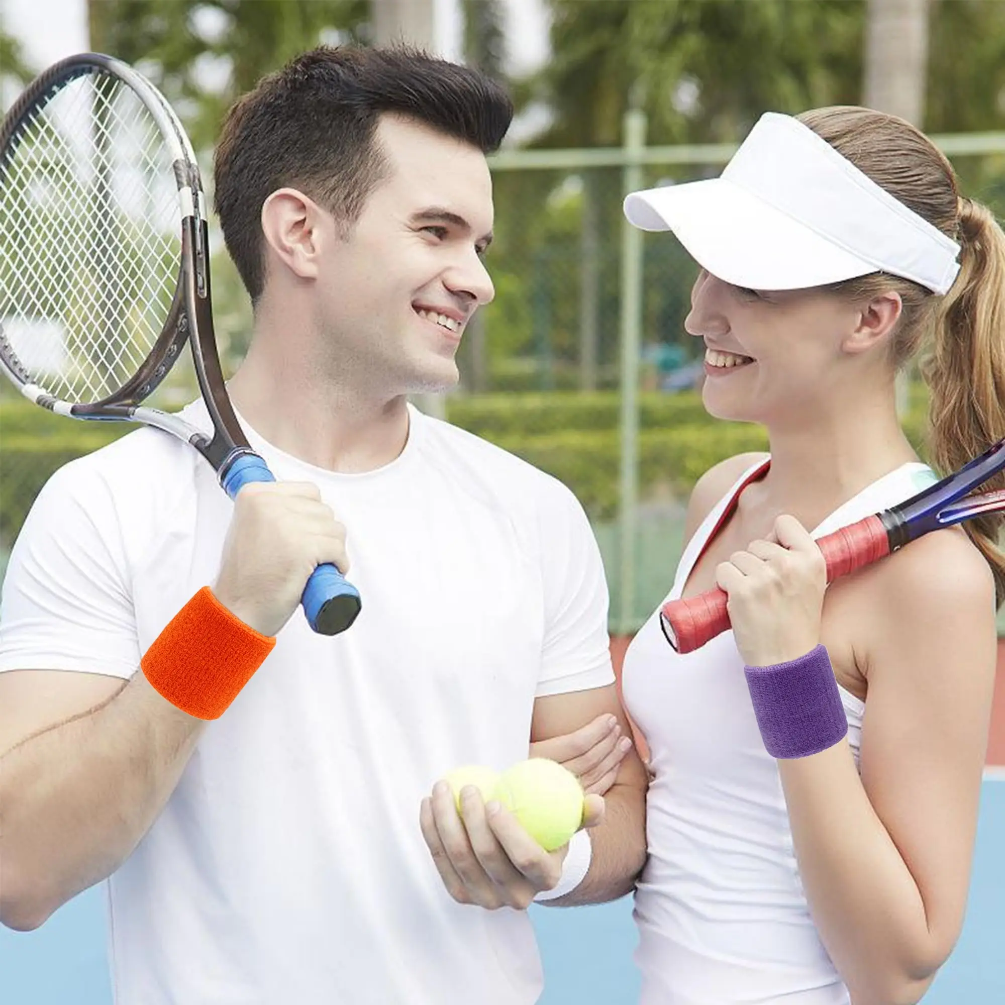 

1 Pair Towel Sports Wristbands Tennis Basketball Fitness Running Yoga Sweatbands Sports Wrist Wrap Cuff For Men And Women