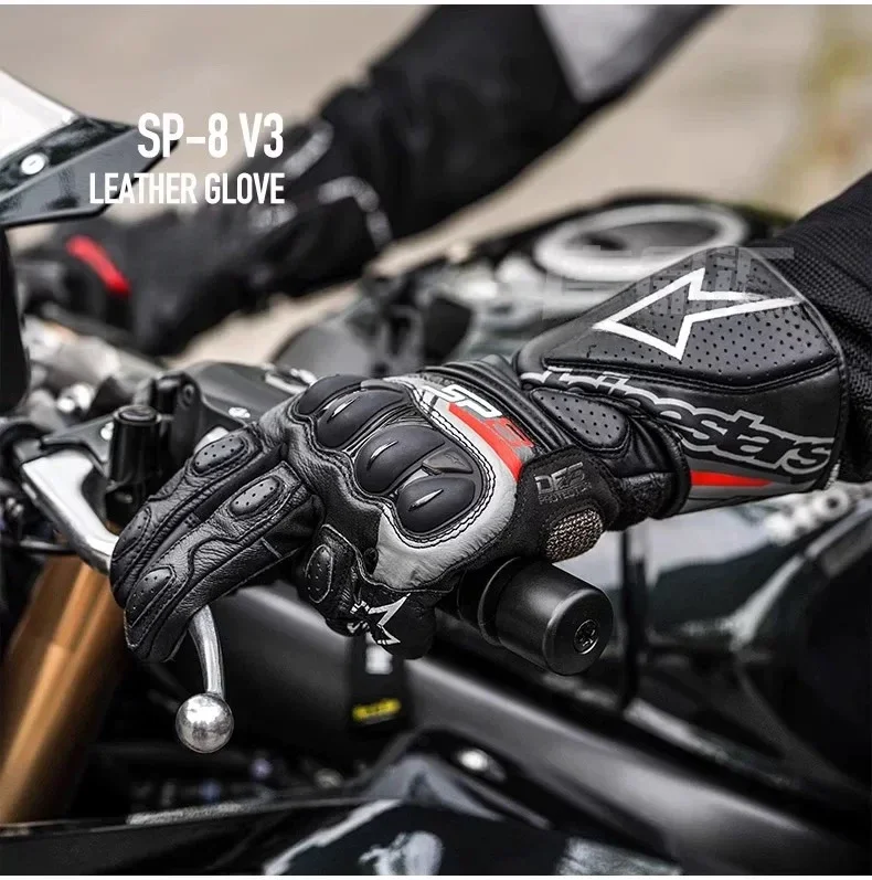 Nouveau SP-8 V3 gants de Moto en cuir hommes peau de vache course gants de motocross Anti-chute résistant à l'usure gants de Moto Guantes Moto