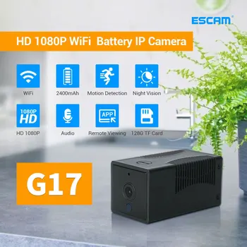 ESCAM G17 1080P Mini Wifi Camera Small Rechargeable Battery Powered Wireless CCTV Security Surveillance Camera Night Vision Camera