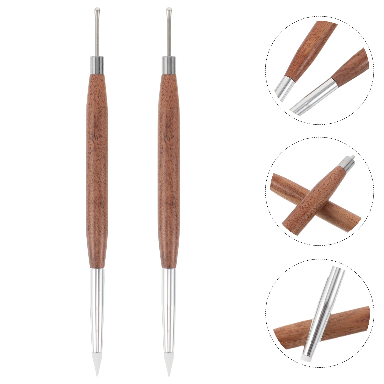 

2pcs Dual Ended Nail Art Pen Gel Scraping Embossing Tool Sandalwood Handle Precision Tip Japanese Craftsmanship Professional