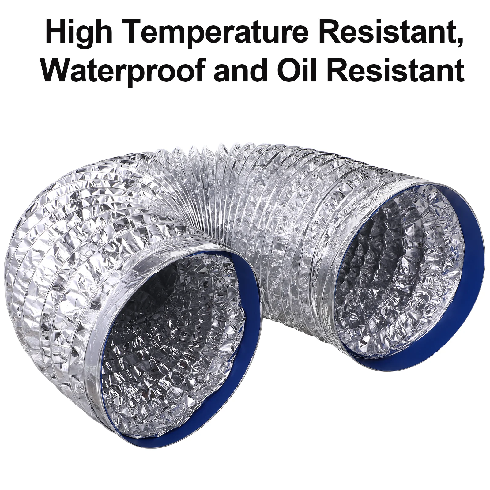 Air Wind High Temperature Resistant Double-layer Thickened Aluminum Foil Telescopic Duct Exhaust Hose Dryer Vent Adapter Silver