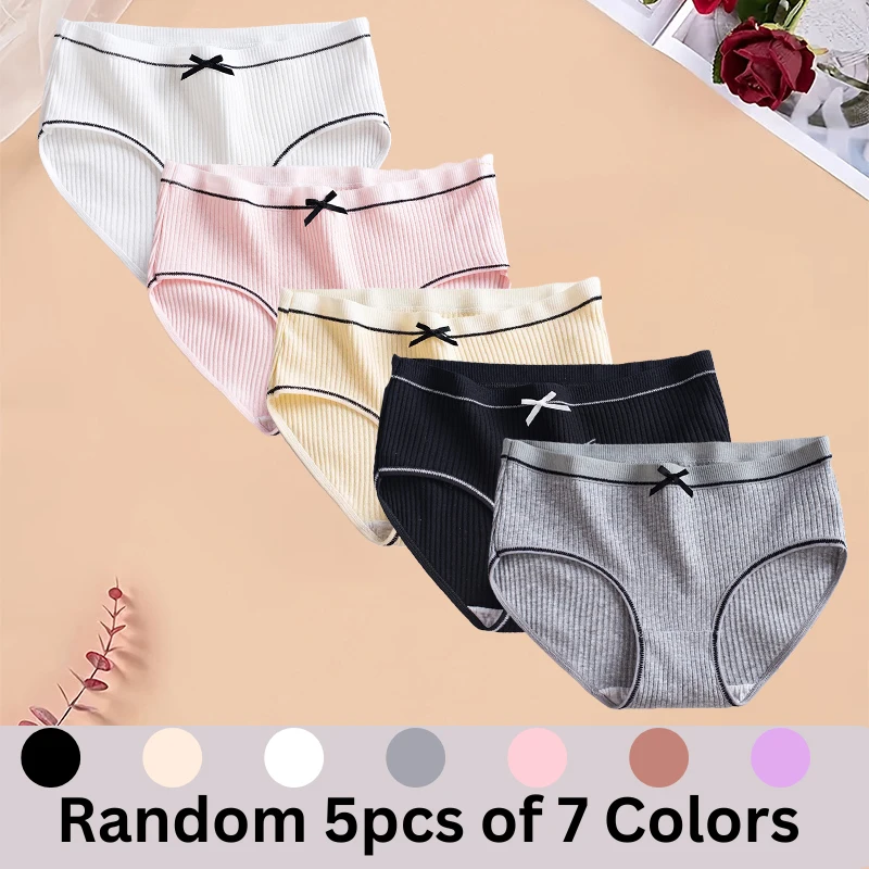 Random Color 5/10Pieces Teenage Girls Briefs Cotton Fabric Soft Panties For Adolescent Girl Solid Threaded Young Girls Underwear