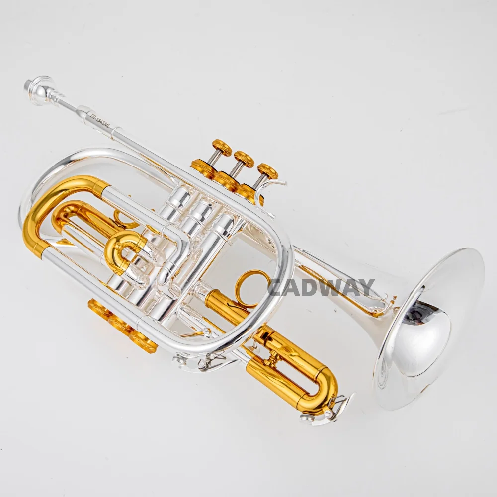 2026 High Grade BACH Silver Gold Plated Cornet Bb Keys Double Triggers Trumpet With Case