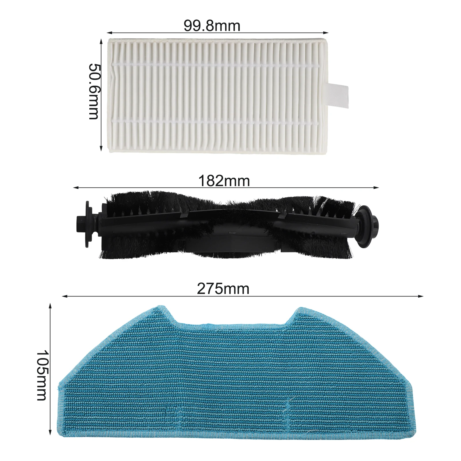 Accessory Kit for bObsweep For Dustin for Ultra Vision Includes Main Brush Side Brushes Filter Mop Cloth and Dust Collection